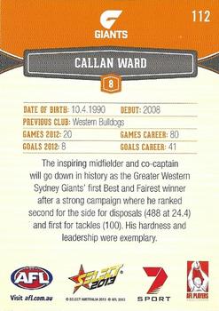 2013 Select AFL Champions #112 Callan Ward Back